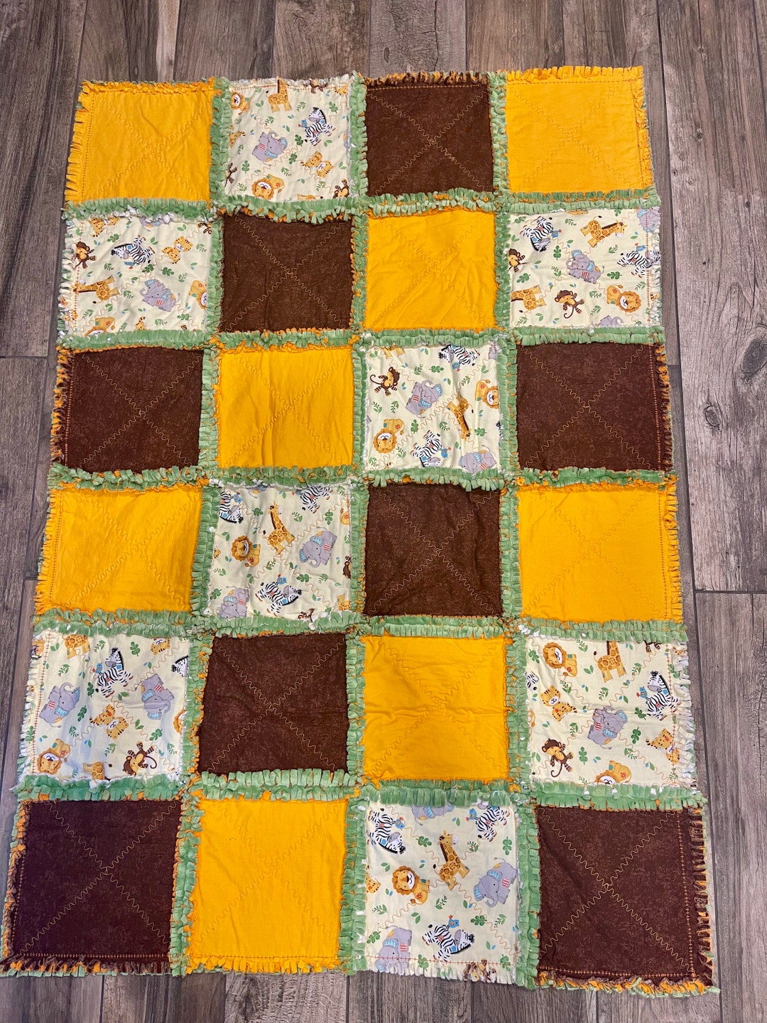 Baby Animals Rag Quilt 35wx50l U - Etsy