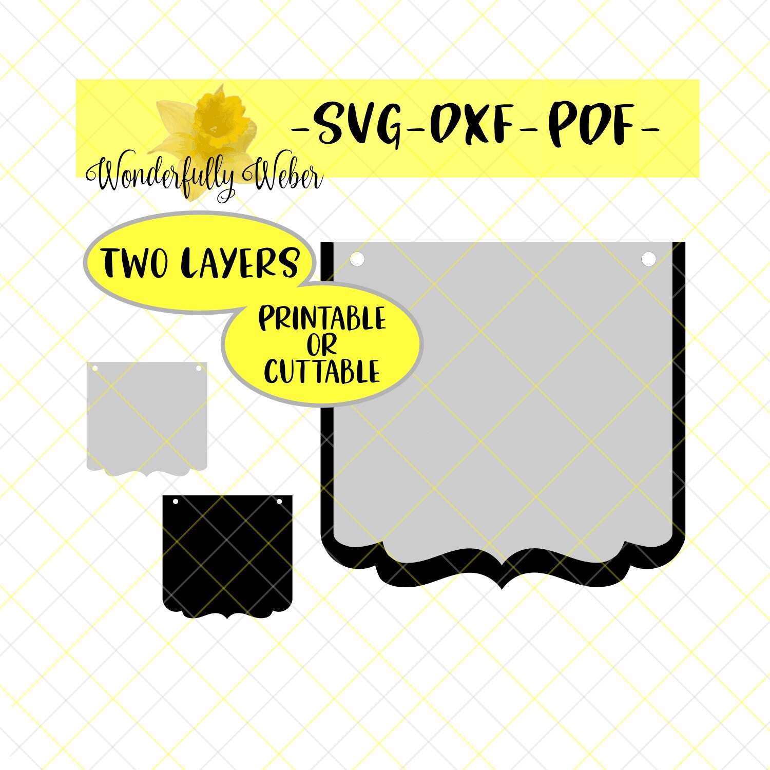 Machine Cut File OR Print at Home Banner Pennant Layered -