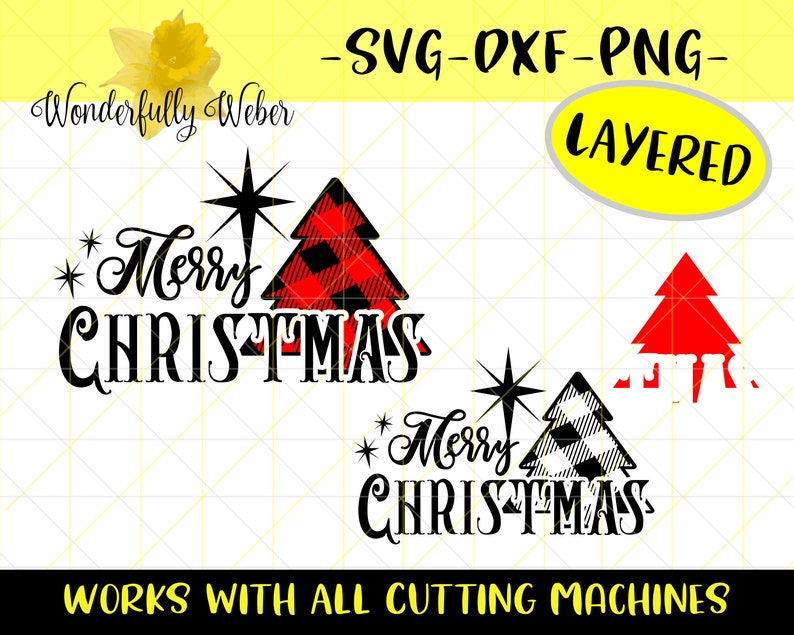 Download Merry Christmas Layered Buffalo Plaid SVG Cut file Cricut ...