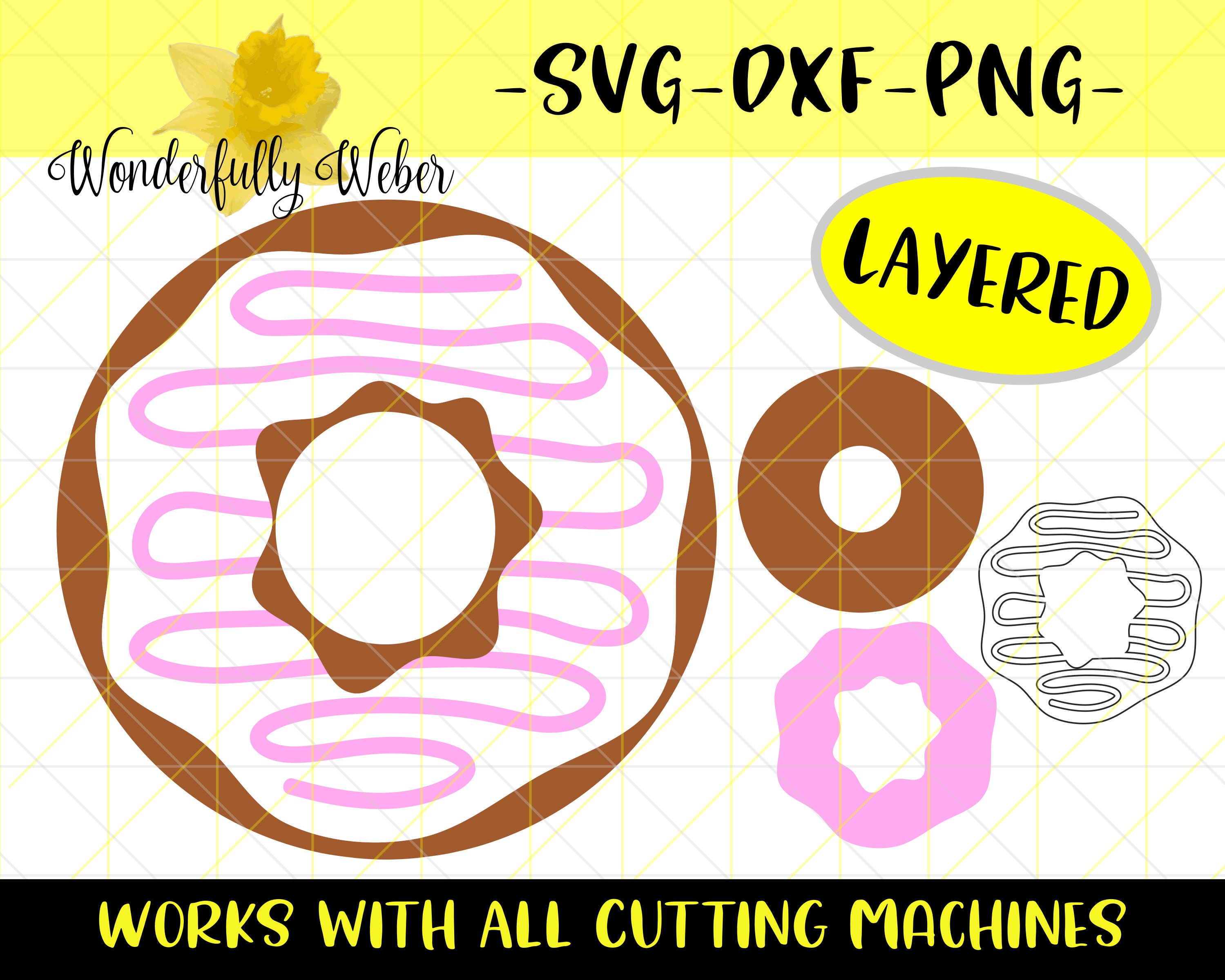 Download Donut With Icing No Sprinkles Layered Svg Cut File For Cricut Etsy