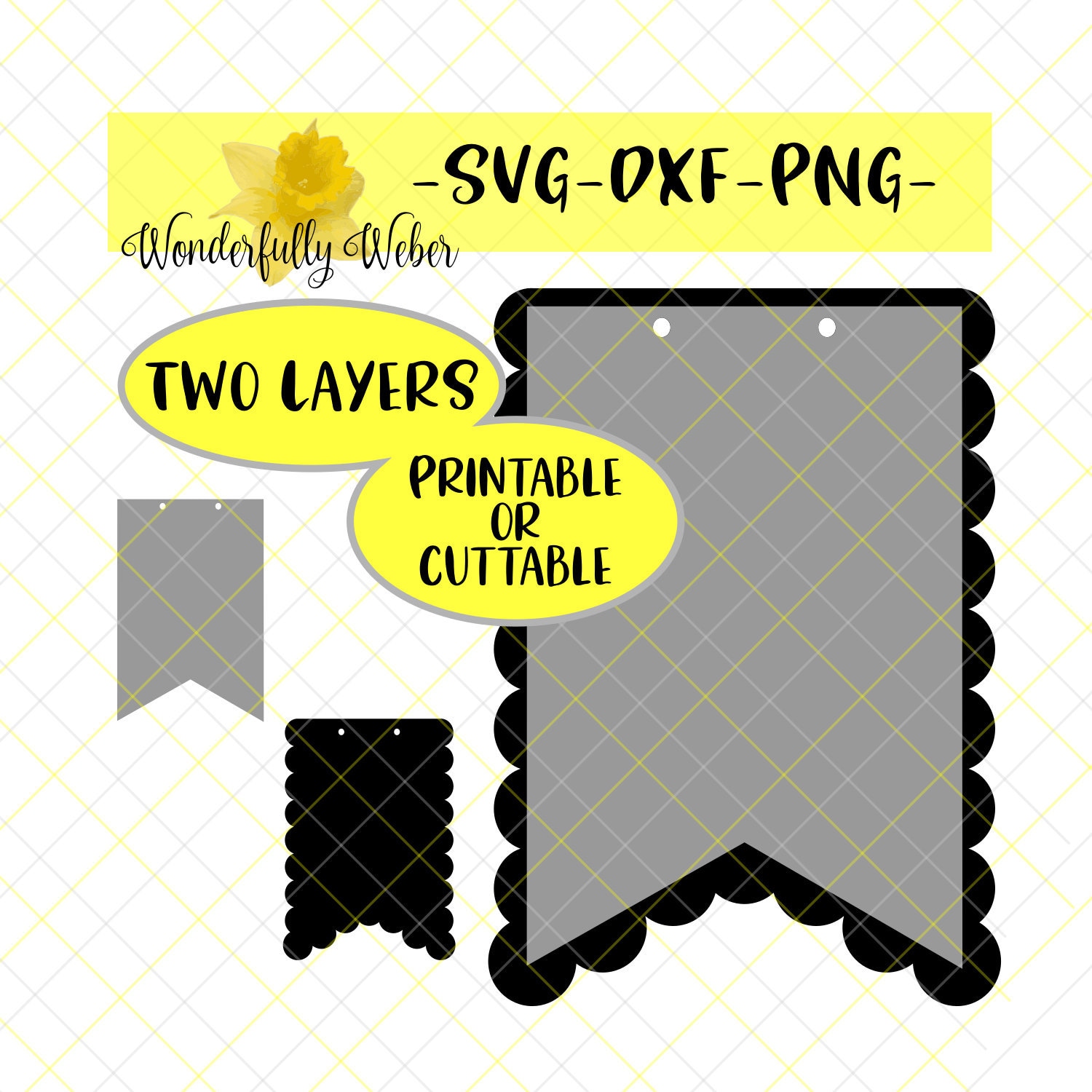 Machine Cut File OR Print at Home Banner Pennant Layered Etsy