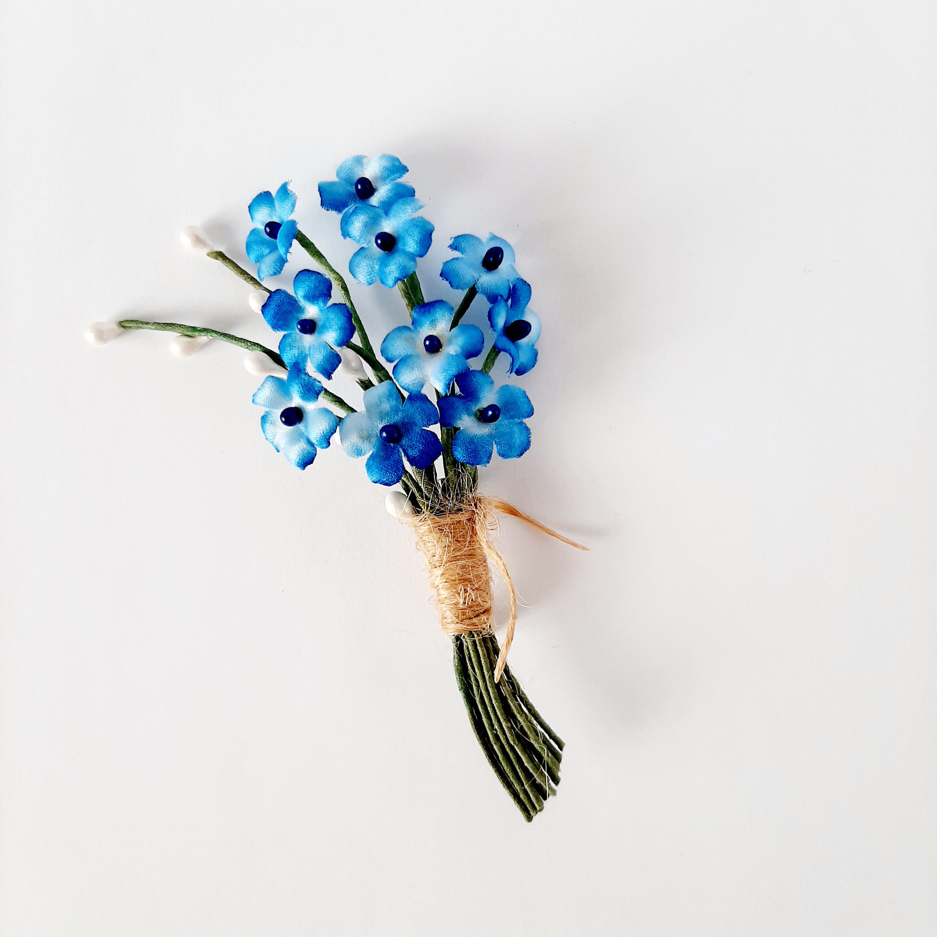 Blue Silk Flowers Brooch Pin Etsy