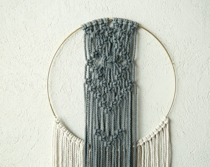 Gold Ring Wall Decor, Macrame Wall Hanging, Home Decor, off White and