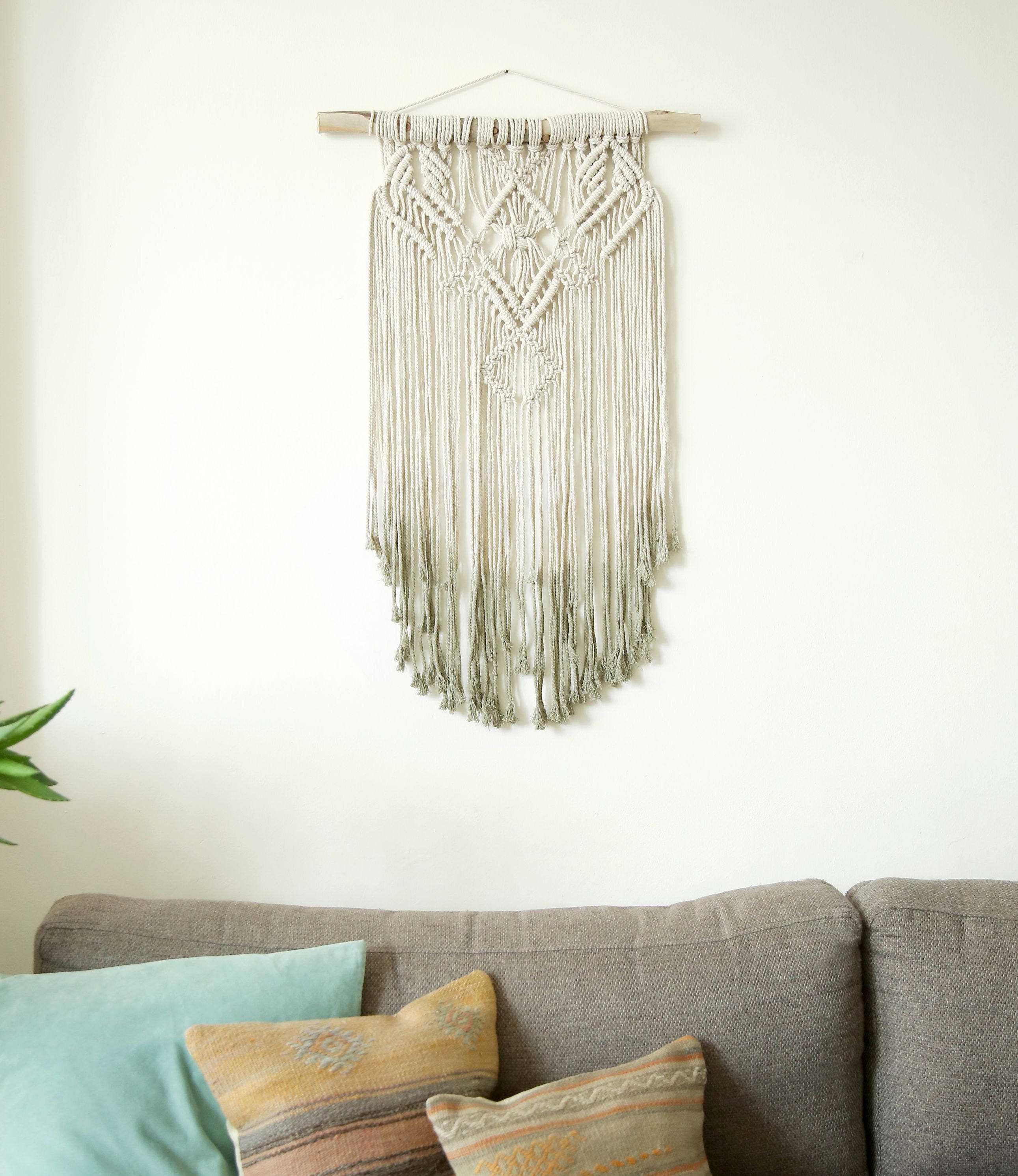 Wall tapestry Macrame Wall Hanging Modern Macrame gray Dip Etsy