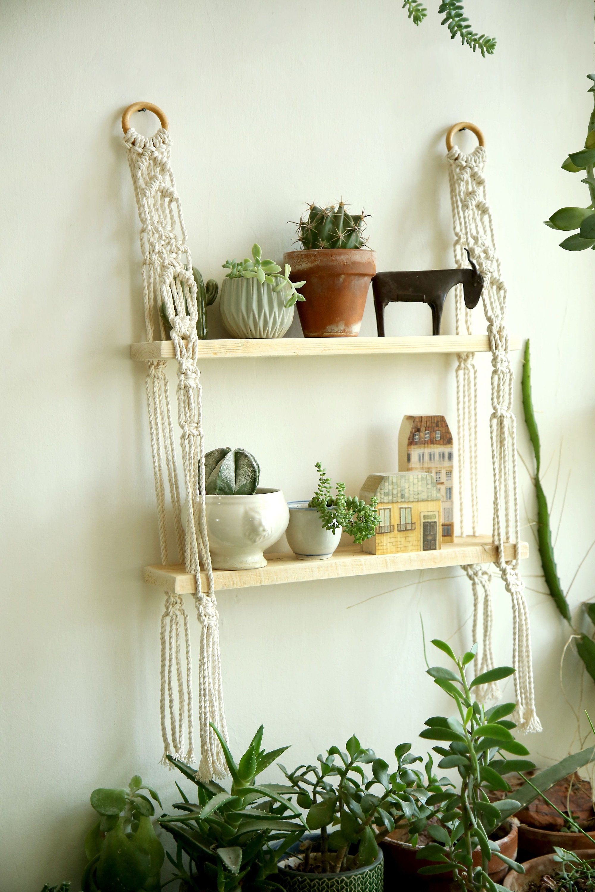 Macrame shelf Macrame Wall Hanging Shelf Shelf Modern Etsy