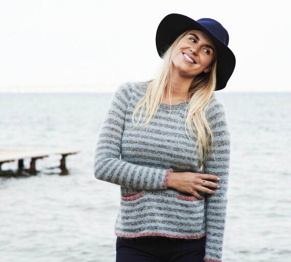 Striped Raglan Pullover Sweater PDF 