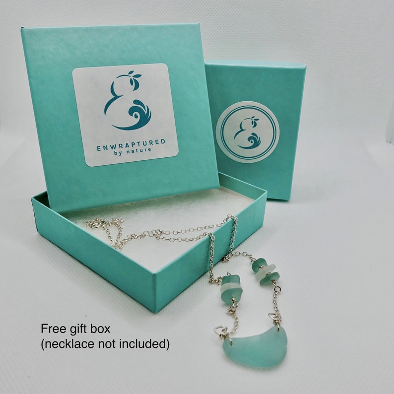 Choice of Seafoam or ClearWhite .925 Sterling Silver Beach Jewelry Genuine Sea Glass Long Stem Pendant Necklace Barcelona Spain