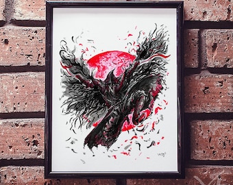 Bloodborne Inked 2018 Prints-Elieen the Crow, Made to Order Prints, Bloodborne Inked Decor, Gamers Quality Wall Art,