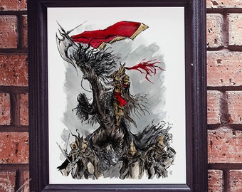 Bloodborne Inked 2018 Prints Prints-Cainhurst Dragoon, Bloodborne Inked 2018 Prints, videogame decor, gamer gifts for him