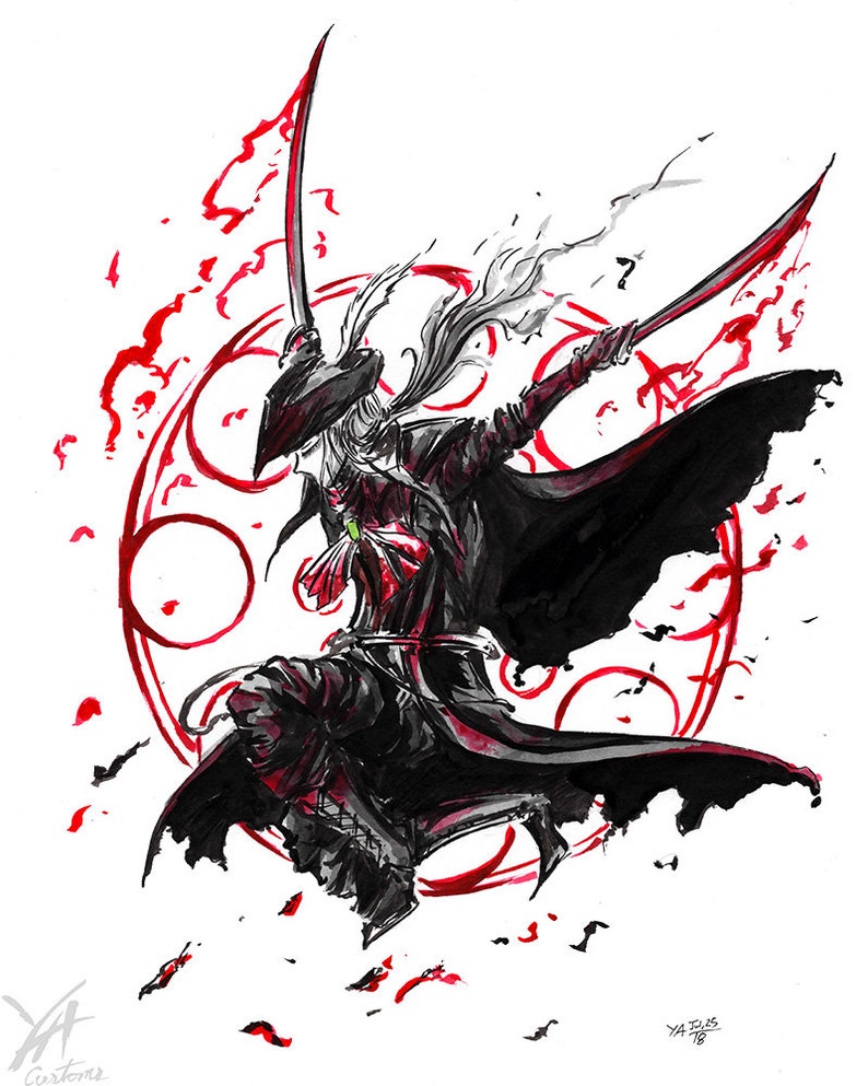 Bloodborne Inked 2018 Prints-Huntress of the ClockTower, Made to Order Prints, Bloodborne Inked Decor, Gamers Quality Wall Art, image 2