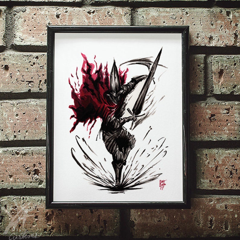 gamer gifts for him DarkSouls 3 Inked-Knight of WolfBlood DarkSouls Game Prints made to order prints videogame decor