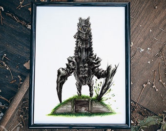 Shadow of the Colossus Inked Prints-Phaedra, SotC art, Video Game Decor, Made to Order Prints