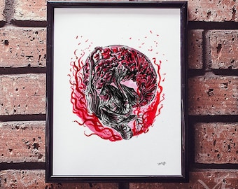 Bloodborne Inked 2018 Prints-Orphan of Kos, Made to Order Prints, Bloodborne Inked Decor, Gamers Quality Wall Art,