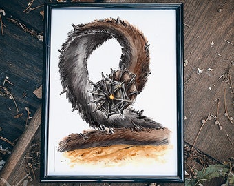 Shadow of the Colossus Inked Prints-Wurm, SotC art, Video Game Decor, Made to Order Prints
