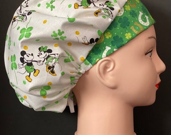 ST PATRICKS DAY Green Bouffant Scrub Cap for Women Surgical Scrub Hat, Chemo Cap