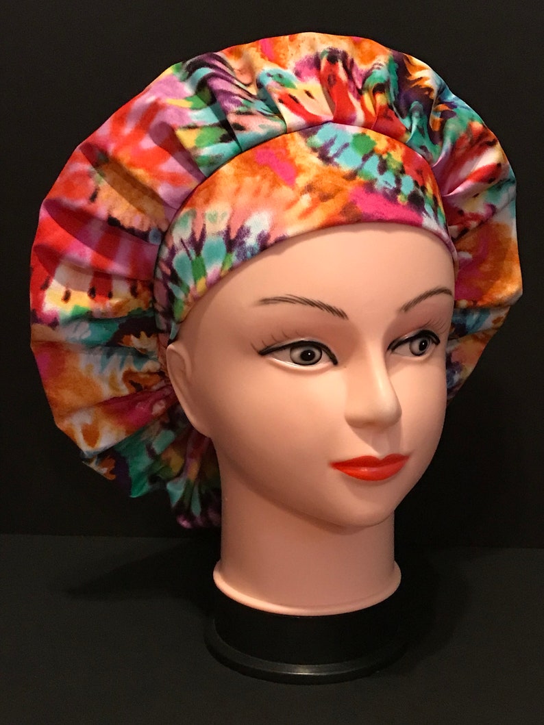 TIE DYE Surgical Womens Scrub Hat Bouffant Fits Ponytail Etsy