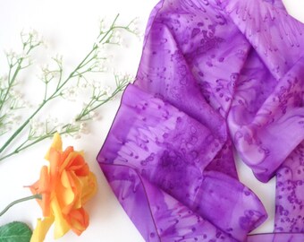 purple silk scarf handdyed silk scarf light purple scarf gift for her long silk scarf SilkScarvesParis