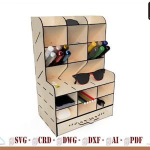 Laser Cut Desktop Organizer: CNC Vector Files (3mm, 1/8inch, 4mm Wood)