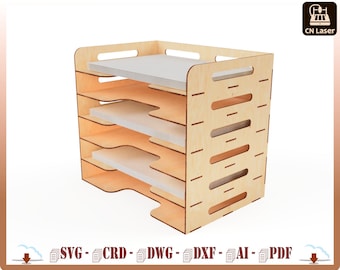 Laser Cut Desktop File Sorter A4 Office Document Organizer Storage File.