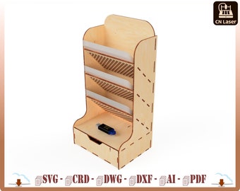 Laser Cut Mail Organizer SVG: Document Holder Shelf Template (Digital Download)
