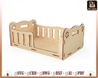 Dog bed 3D model puzzle 3D file SVG,DXF vector Cnc files Instant download, puppy cradle for 6mm file.
