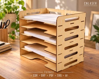 Laser Cut Desktop File Sorter A4 Office Document Organizer Storage File.