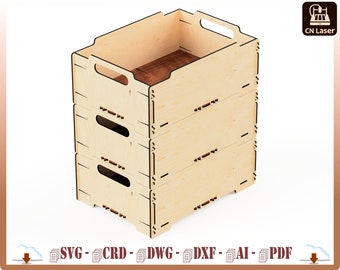 Stackable box for laser cutting, storage box, wooden box, laser cut files, laser cutting patterns and templates, GLOWFORGE CNC.