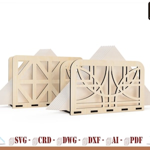 Serviettenhalter für Tische, Serviettenhalter, Laserschnitt-Vektorgrafik für 3mm-Serviettenhalter, SVG Laserschnittdateien.