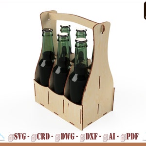 Laser Cut 6-Pack Beer Caddy Files: SVG DXF PDF Ai