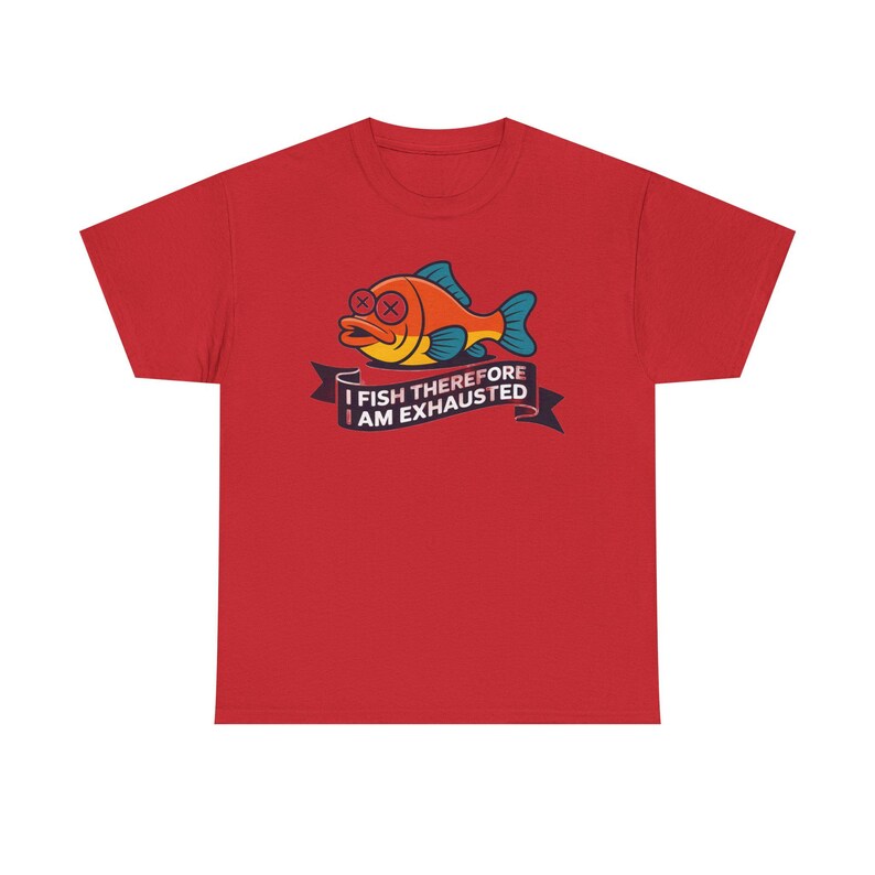 Fishing Dad Shirt | I Fish Therefore I Am Exhausted Dad Joke | Funny Father Gift image 5