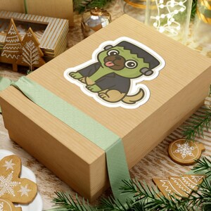 Cute Frankenstein Dog Kiss-Cut Stickers | Laptop Decor, Halloween Party Favors, Fun Gift, Cartoon Pet Merchandise, Whimsical Art