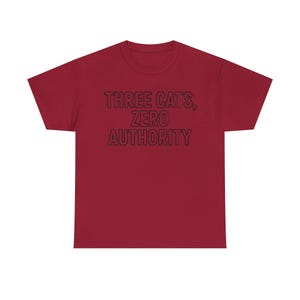 Three Cats Zero Authority Shirt | Funny Cat Lover Gift Tee image 6