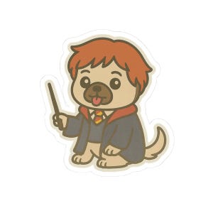 Adorable Wizard Dog Kiss-Cut Stickers, Cute Pet Stickers, Harry Potter Inspired Decor, Laptop Stickers, Gift for Dog Lovers