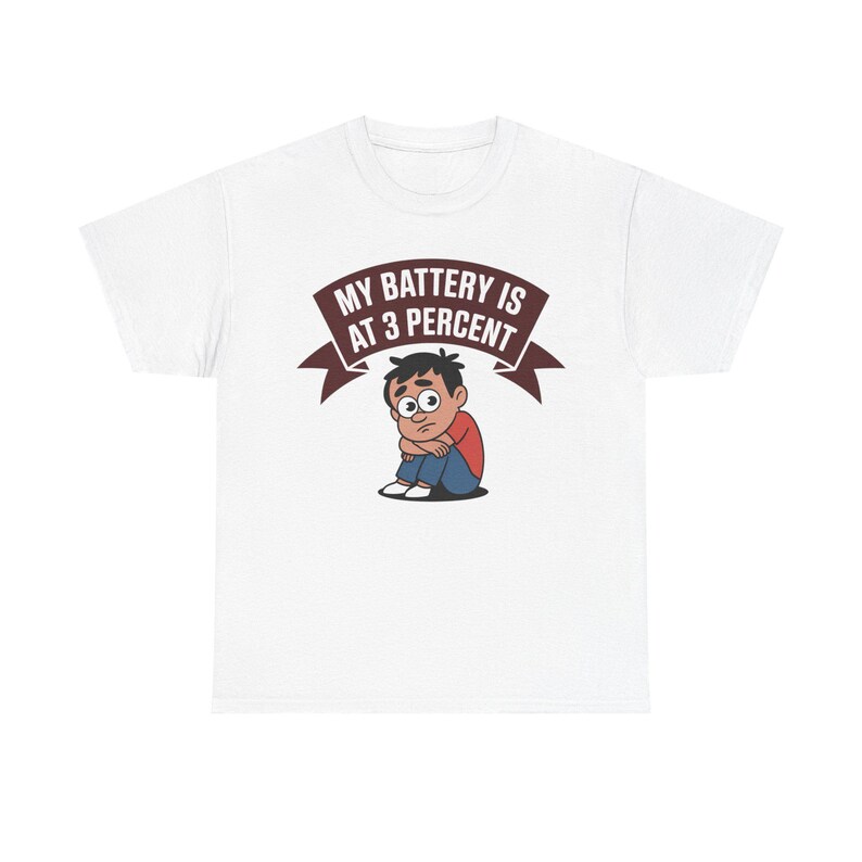 Introvert Humor Shirt: My Battery Is At 3 Percent, Social Anxiety Tee image 1