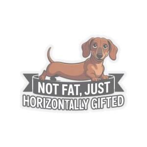 Dachshund "Not Fat Just Horizontally Gifted" Sticker | Wiener Dog Humor image 13