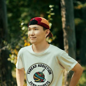 Embroidery Shirt | Thread Addiction Zero Regrets Funny Tee | Quirky Needlework Gift image 1