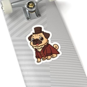 Adorables pegatinas troqueladas de Pug, ideales para amantes de los perros, decoración para portátiles, regalos de cumpleaños y fiestas con temática de mascotas.