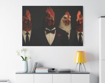 Canvas Print, The Coopfather Chickens, Mafia Parody Art Wall Decor Poster