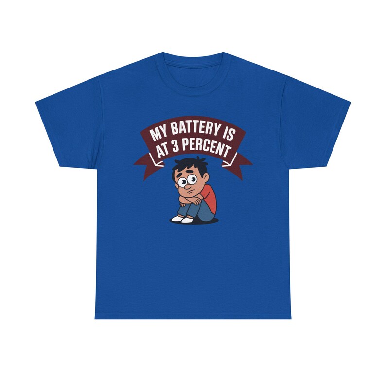 Introvert Humor Shirt: My Battery Is At 3 Percent, Social Anxiety Tee image 3