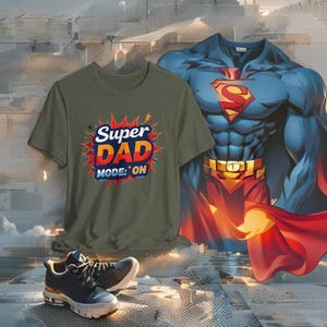 Super Dad Mode On Shirt Prezent na Dzień Ojca Bohaterski Tata Koszulka Komiksowy Styl Zabawny Superbohater Tata Koszulka Prezent dla Ojca Tata Bohater TShirt