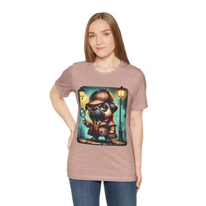 Whimsical Detective Dog Tee, Funny Pet Lover Shirt, Gift for Dog Owners, Casual Wear, Cute Animal Apparel, Fun Character Tee
