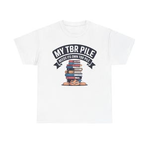 Book Lover Shirt | My Pile Needs Its Own Pile, Bibliophile Tee image 2