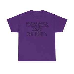Three Cats Zero Authority Shirt | Funny Cat Lover Gift Tee image 4