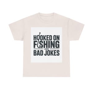 Fishing Dad Shirt | Hooked on Fishing and Bad Jokes Tee image 1
