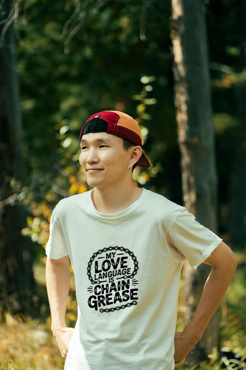 Funny Cycling Shirt | Chain Grease Love Language Bike Humor | Quirky Cyclist Gift image 1