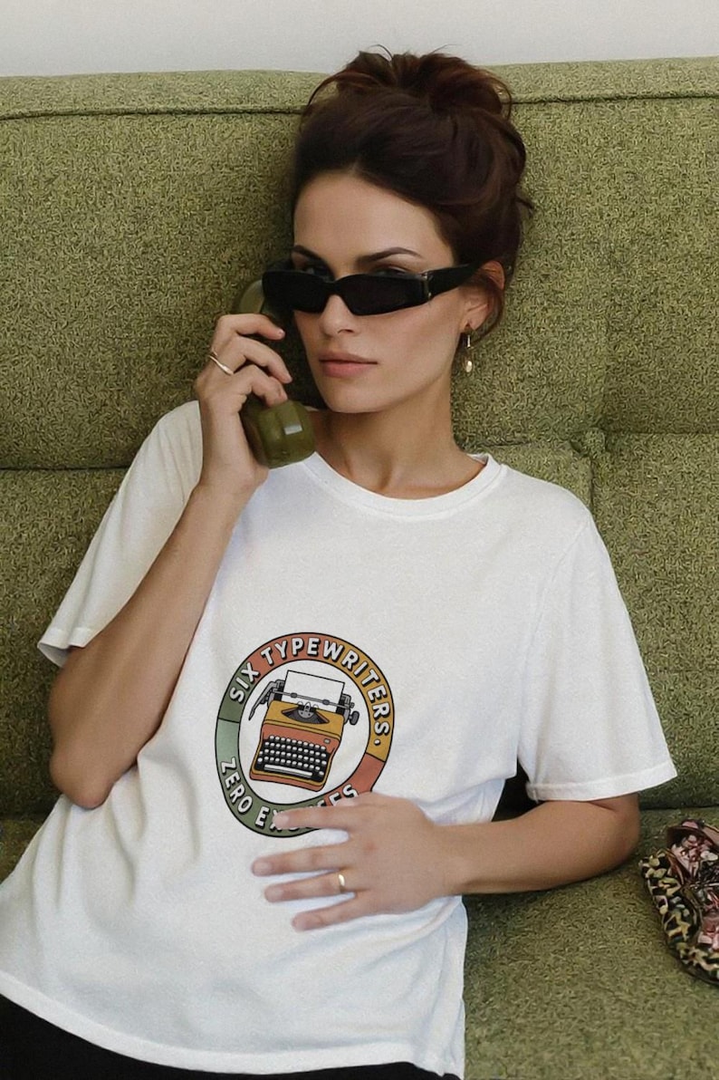 Typewriter Collector Shirt | Six Typewriters Zero Excuses | Vintage Mechanical Gift image 1