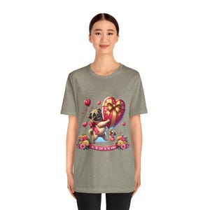 T-shirt mopshond minnaar, T-shirt moederdagcadeau, cartoon hondenshirt, alle liefde van de wereld, hartcadeau, top schattig huisdier