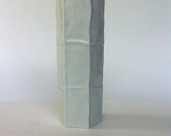 ARZBERG White Porcelain Folded Paper Texture Vase Mid Century