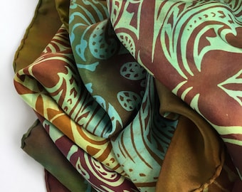 Satin Silk Scarf made by Patricia and Charles Lester, Hand Rolled Hem