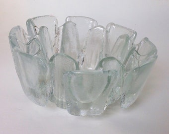 MID CENTURY Clear Glass VIKING Finnish Crown Bowl